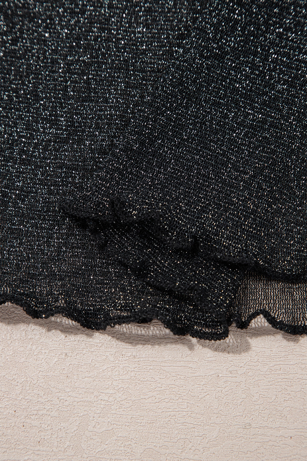 Metallic Glitter Mesh Crewneck