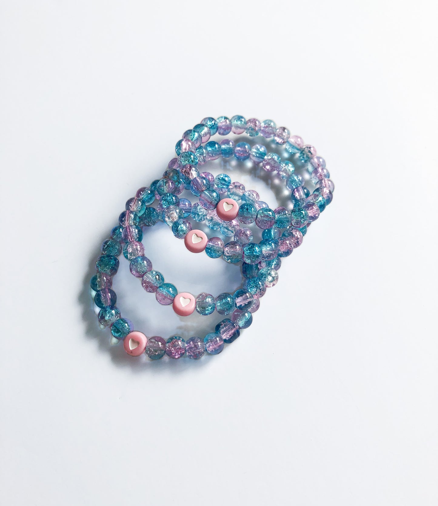 Kids Pink Heart + Blue/Purple Bracelet