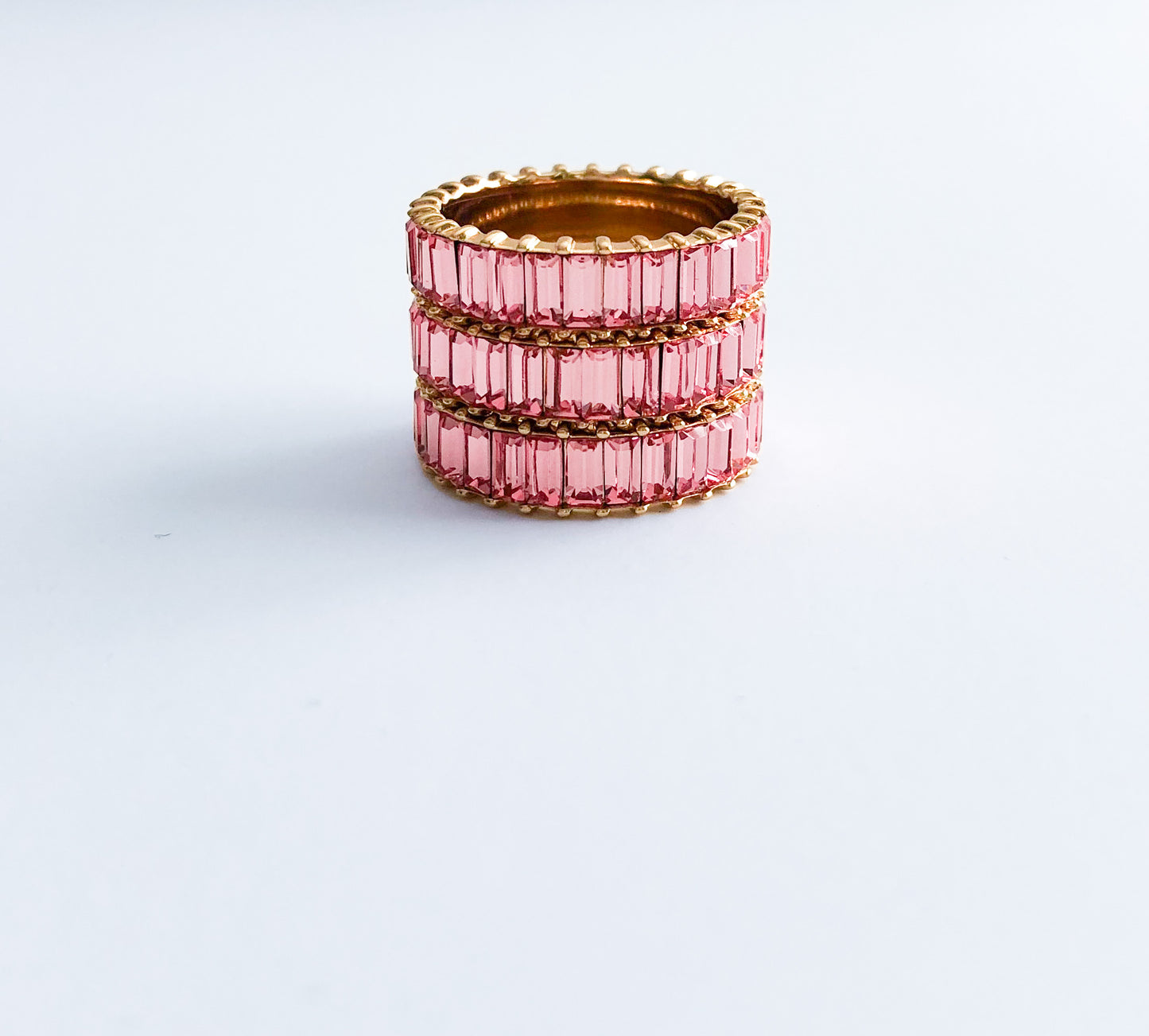 Pink Crystal Baguette Ring