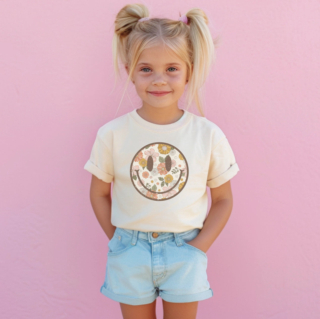 Kids Floral Smiley T-shirt