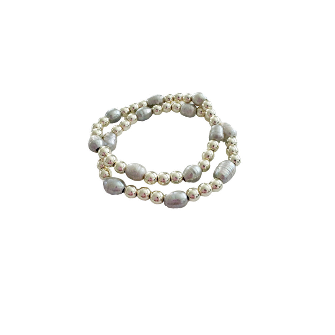 Grey Shell Pearl + Gold