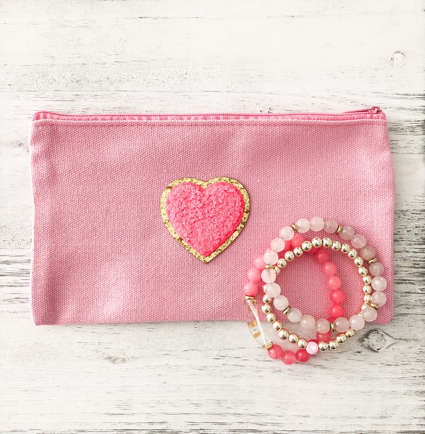 Glitter Heart Zip Pouch