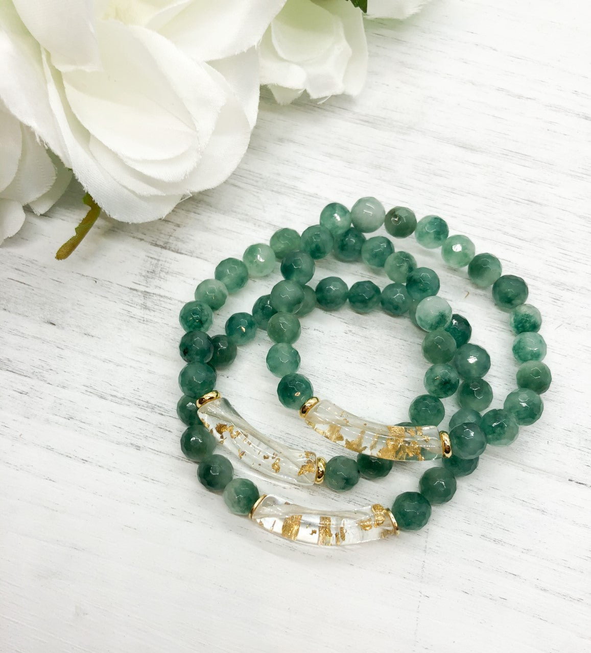 40mm Faceted Green Jade Heart Bead-0215-19