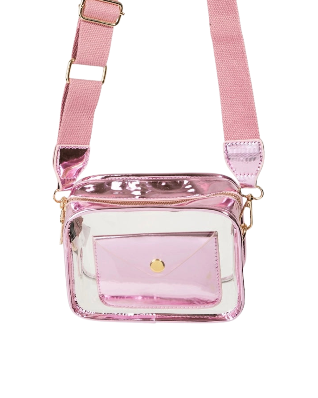 Clear Crossbody with Metallic Pink Trim