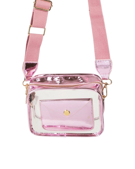 Clear Crossbody with Metallic Pink Trim
