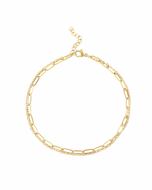 Layered Loop + Paperclip Chain Anklet