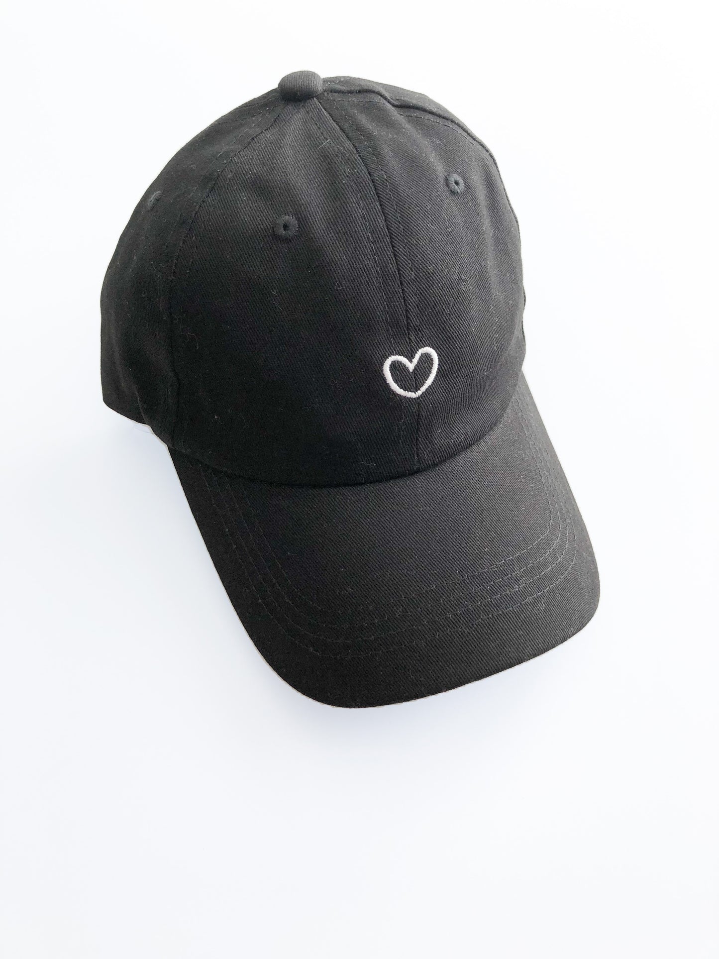 Black + White Heart Baseball Hat