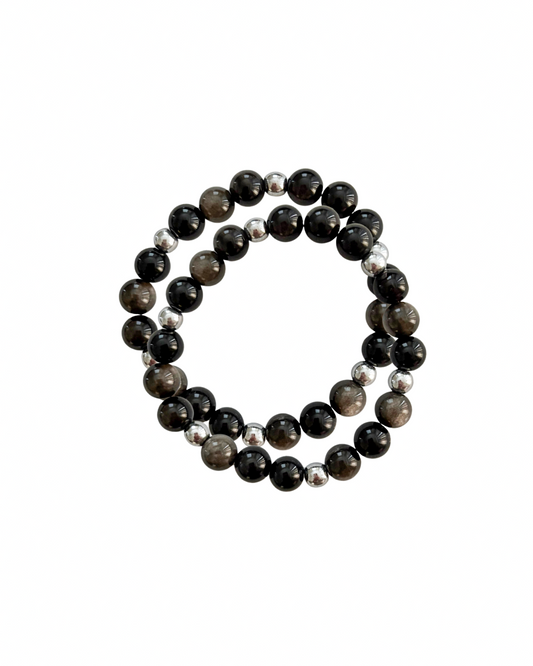 Silver + Black Obsidian