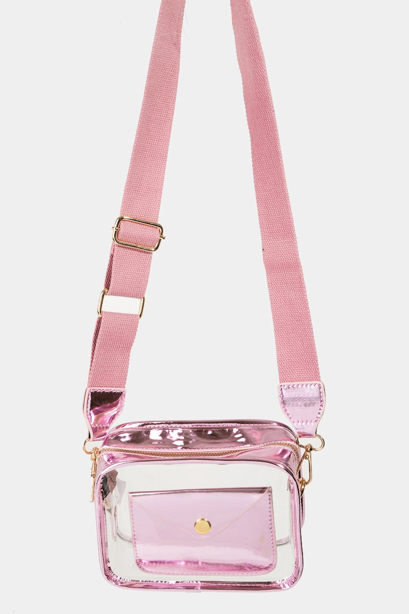 Clear Crossbody with Metallic Pink Trim