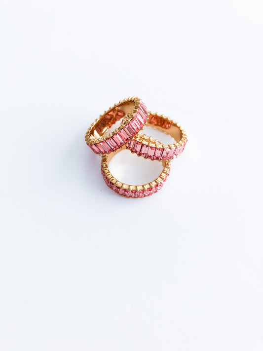 Pink Crystal Baguette Ring