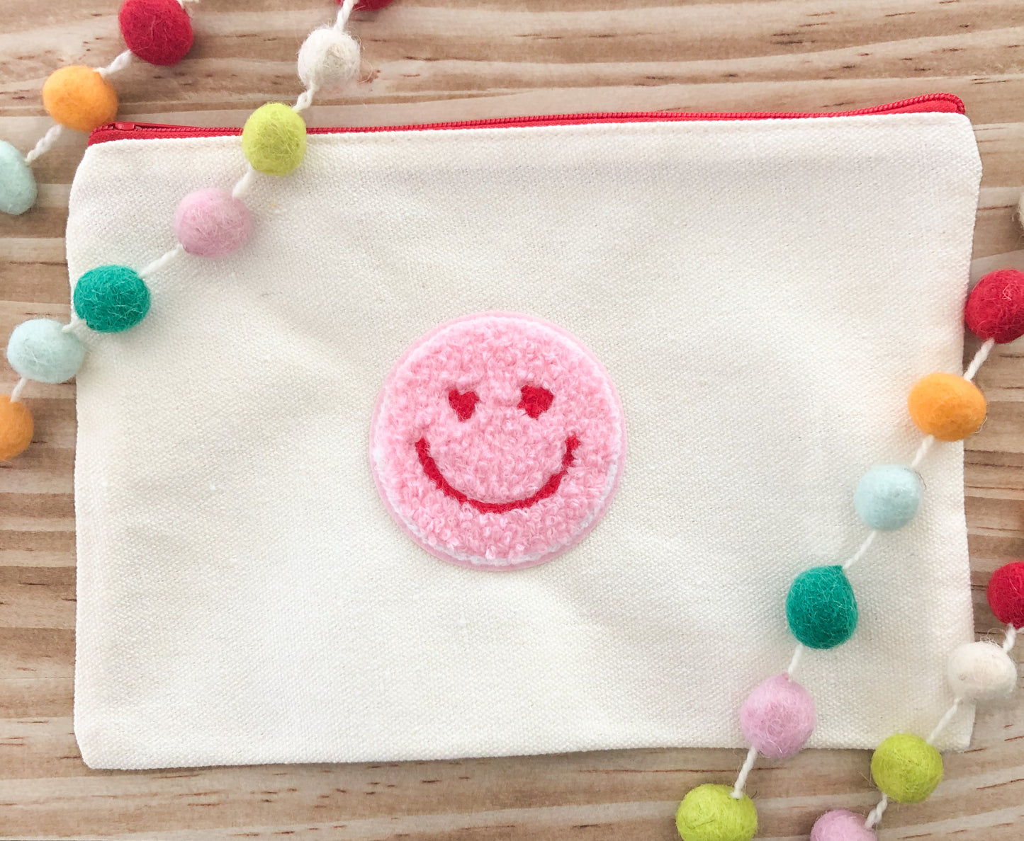 Smiley Patch Zip Pouch